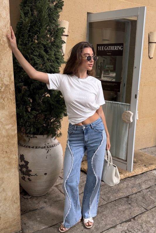 Wide Leg Bicolore Jeans