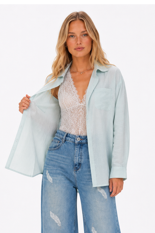 Nordic Sage Lace Layer Shirt