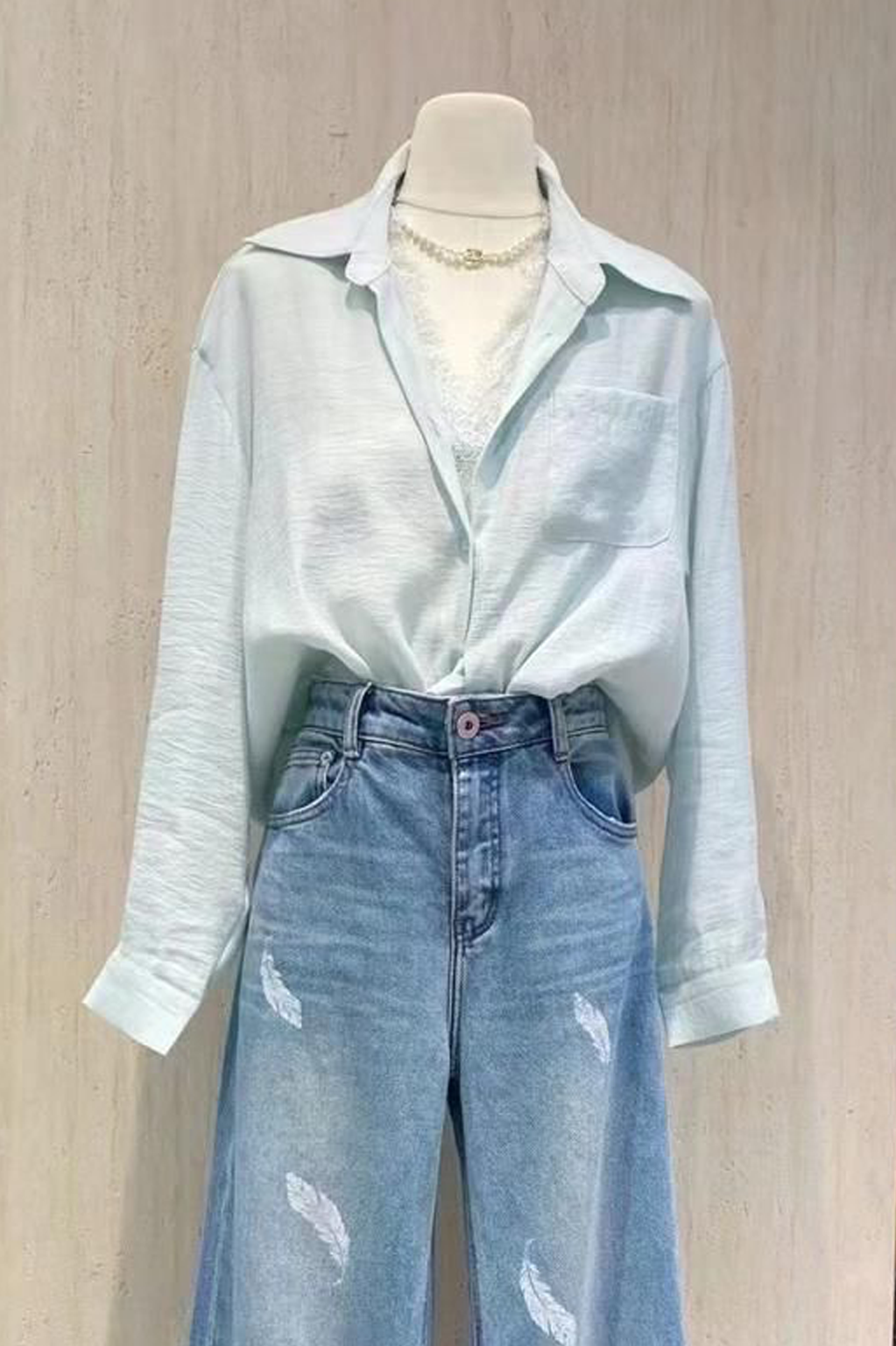 Nordic Sage Lace Layer Shirt
